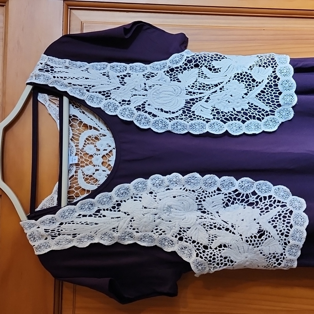 Express Lace Boho Off White Vest Small